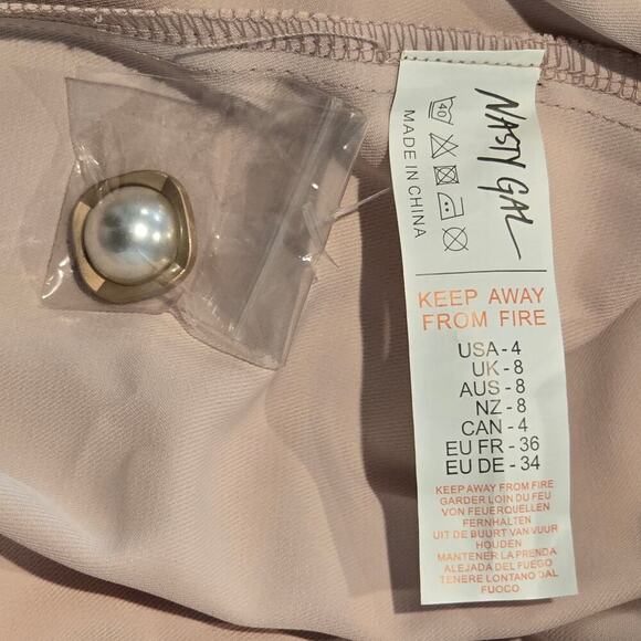 Nasty Gal Pink Padded Shoulder Blouse Dress Sz US 4 - Picture 6 of 6